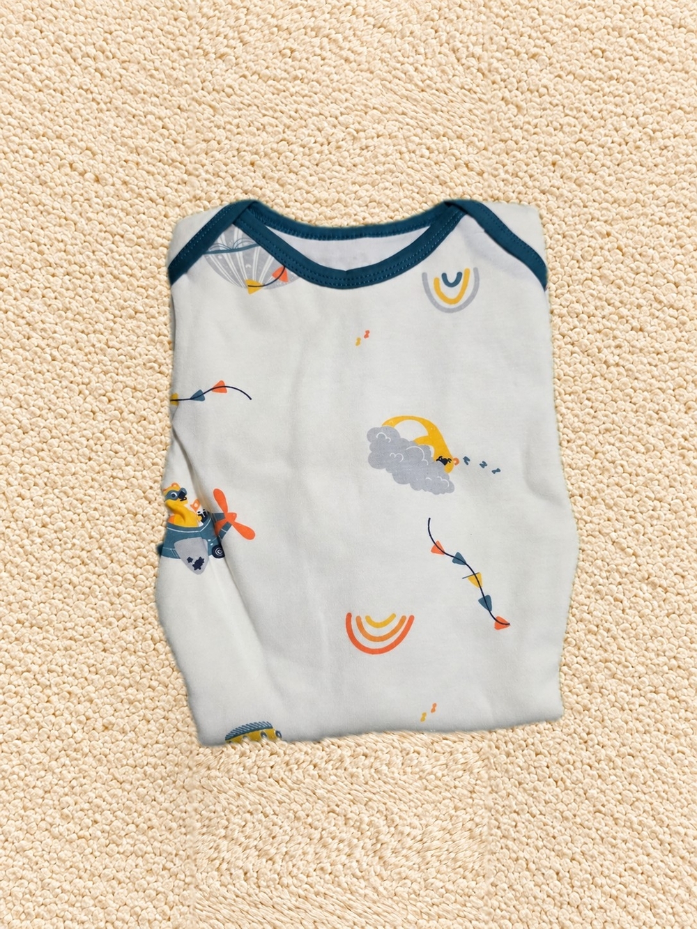 Baby Onesie – Airplane, Rainbow & Cloud Print